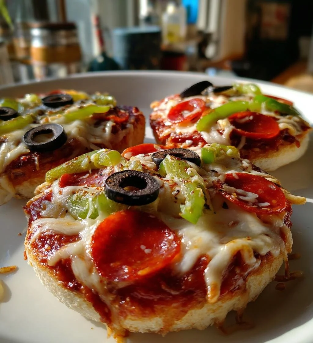 Pizza con muffin inglesi gourmet con diverse opzioni di formaggio