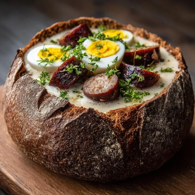 Zuppa di segale servita nel pane fresco