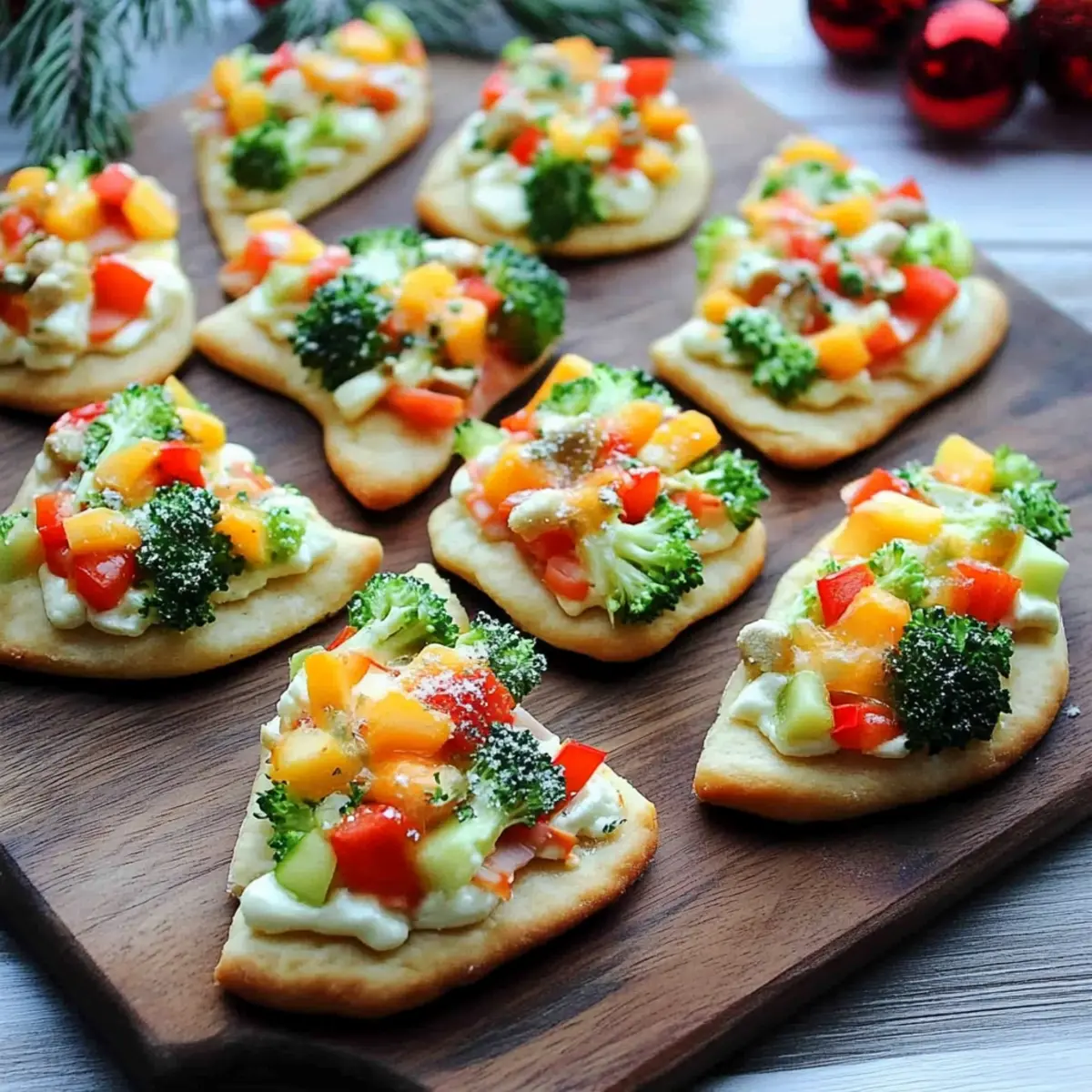 Christmas Tree Cold Veggie Pizza - A Gouda Life