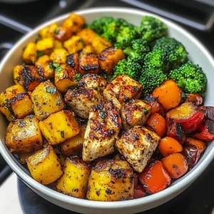 Healthy Spicy Chicken and Roasted Vegetable Bowls Delight