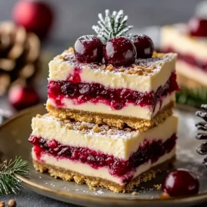 Christmas Cherry Cheesecake Bars – Festive Holiday Dessert with Cherry Pie Filling