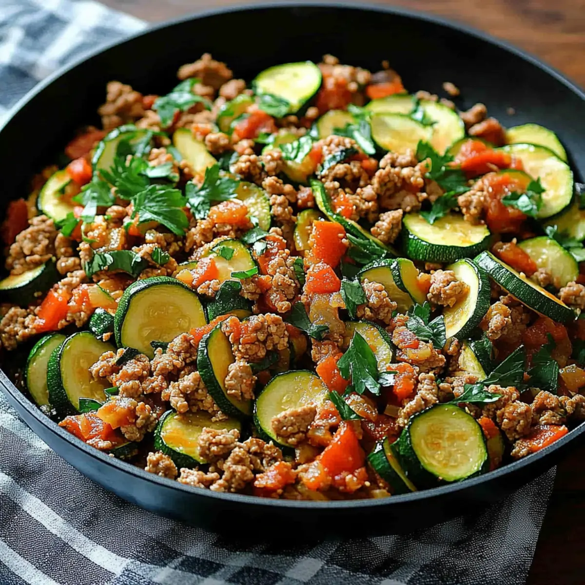 High Protein Ground Turkey Zucchini Skillet - 28g Protein One-Pan Meal