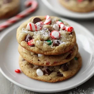 Winter Chocolate Chip Cookies with Candy Cane Crunch