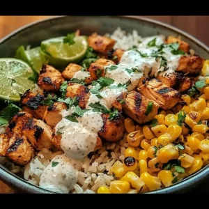 High Protein Street Corn Chicken Rice Bowl - 30g Protein Per Serving